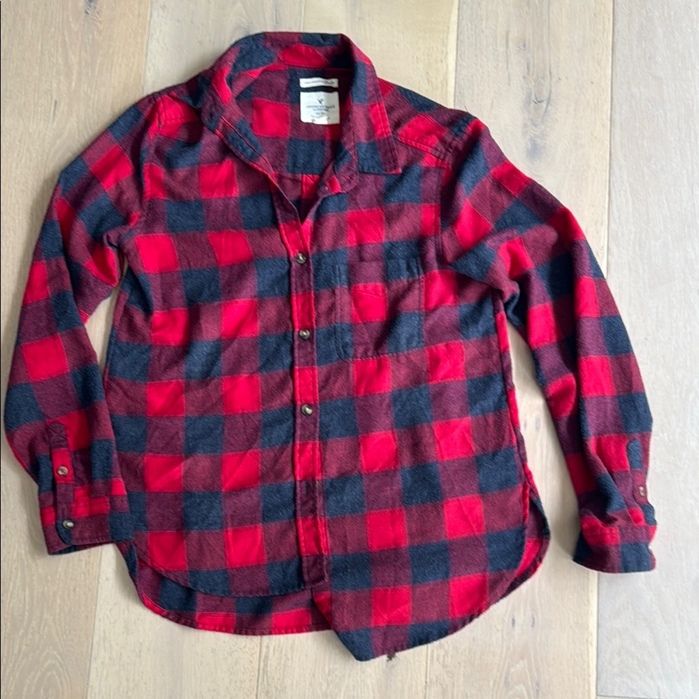 Red and Black Plaid Flannel Shirt
